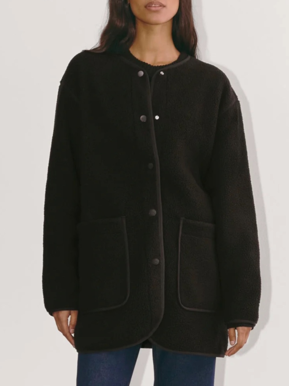 NEW Everlane Black Fleece Teddy Liner Jacket in Size Large - Picture 1 of 12